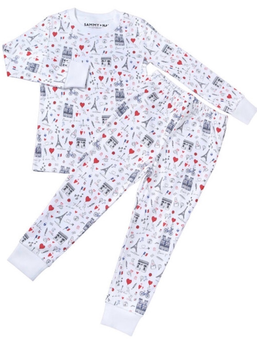 🇫🇷 Sammy + Nat “City of Love” Girls Pajama Set Size 4 ✨🥐❤️